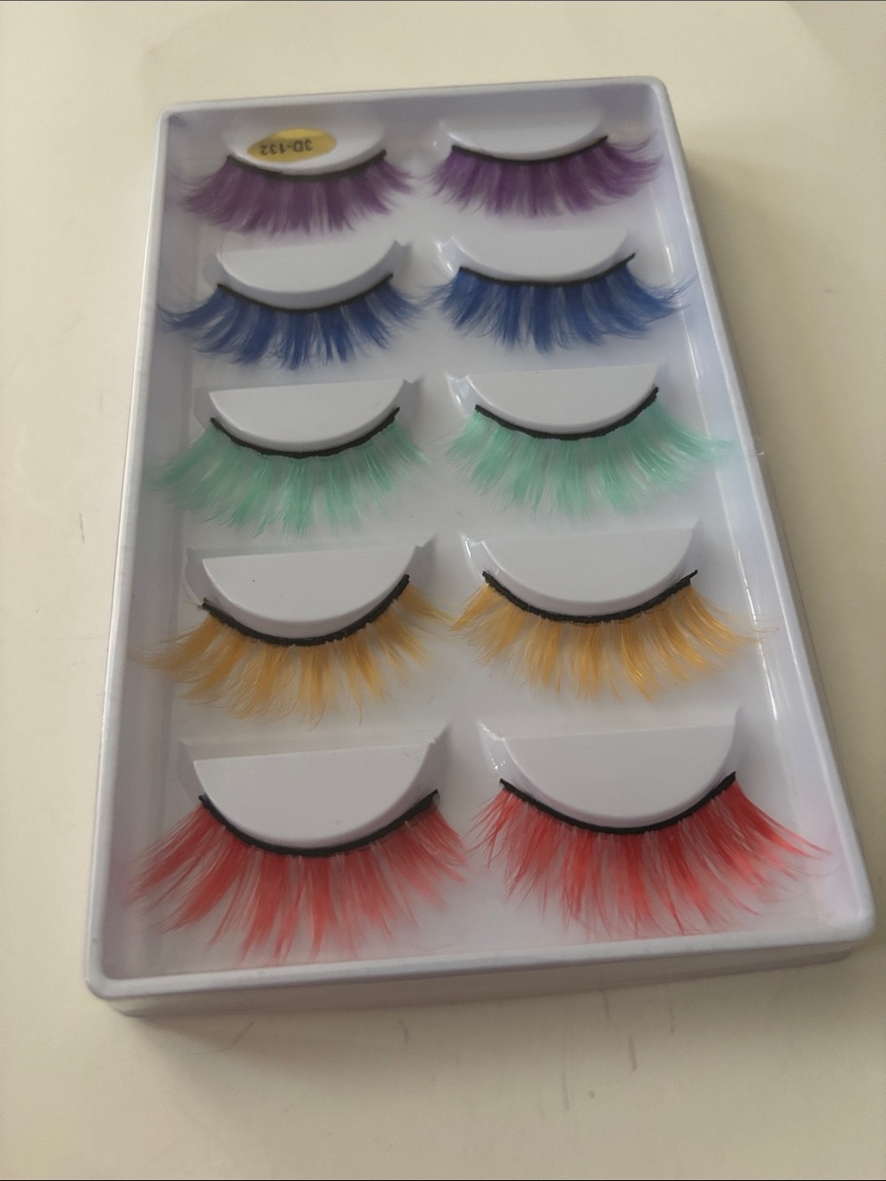 Vibrant Multicolor False Eyelash Set — Purple, Blue, Mint, Yellow, Red